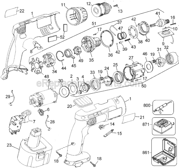 Page A Diagram and Parts List for 2899 Type 1 Black and Decker Cordless Drill